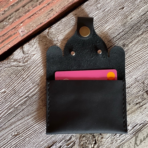 Handmade Black Leather Card Holder Elephant - Picture 5 of 5